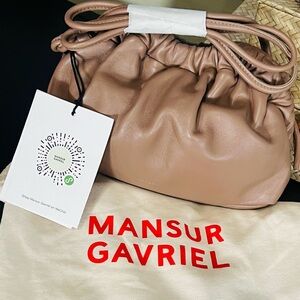 Mansur Gavriel Shoulder Pouch in Taupe brown Leather